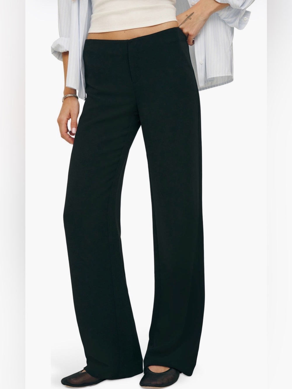 Reformation Black Straight-Leg Pants